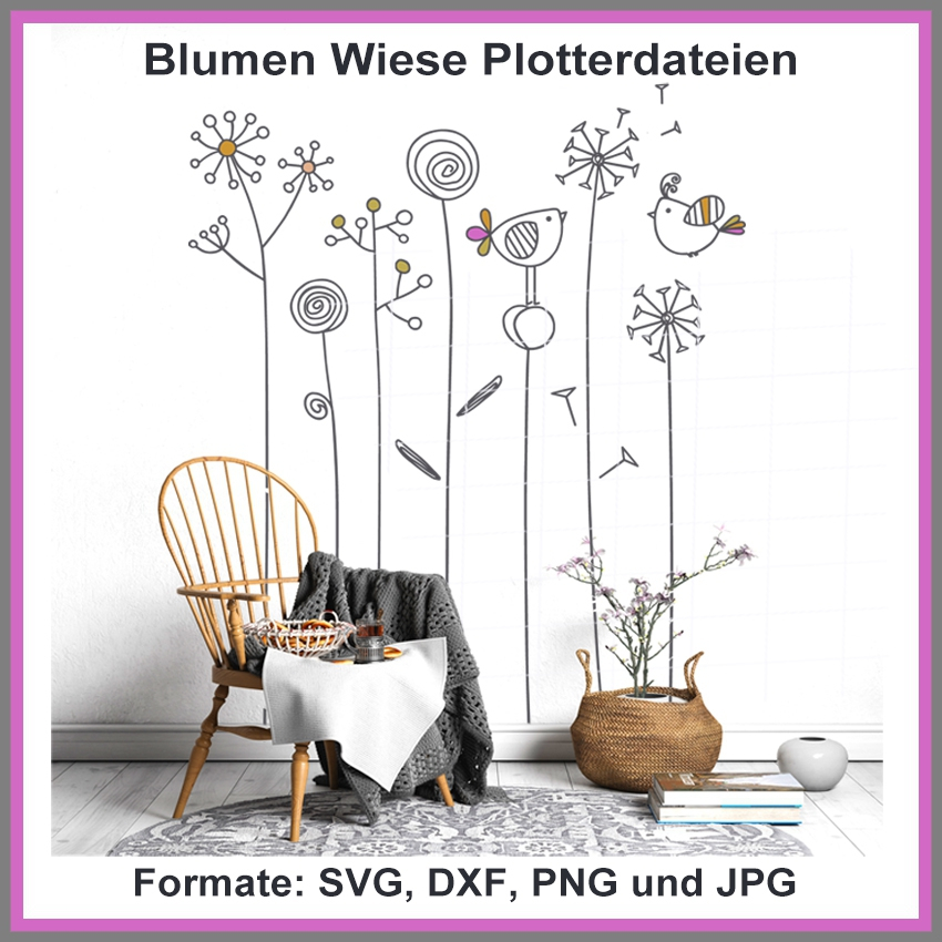 Plotterdatei Rock Queen Blumenwiese von Stoffe Hemmers