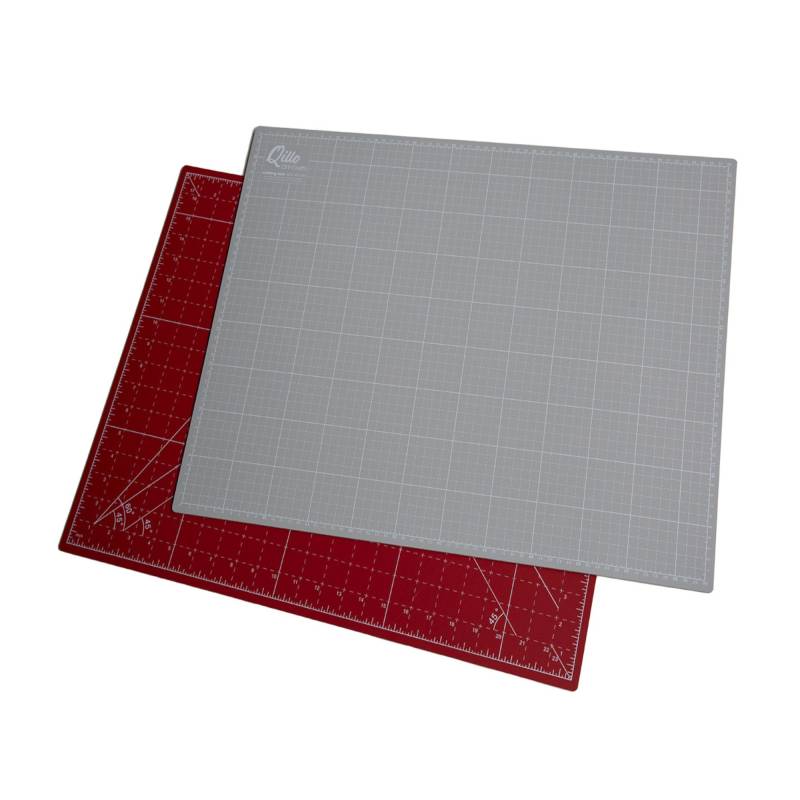 Qillo Schneidematte 60 x 90 cm, rot-grau von Stoffe Hemmers