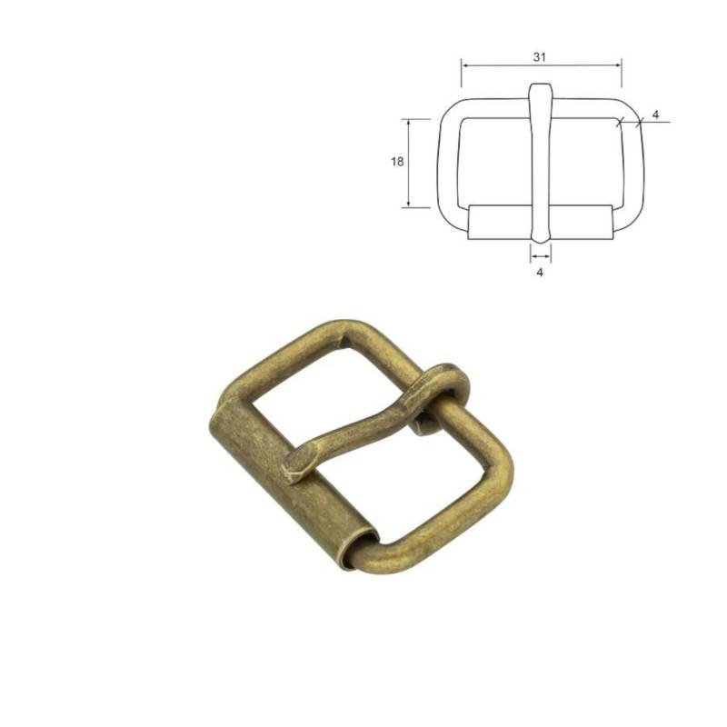 Rollschnalle 31 mm, altmessing von Stoffe Hemmers