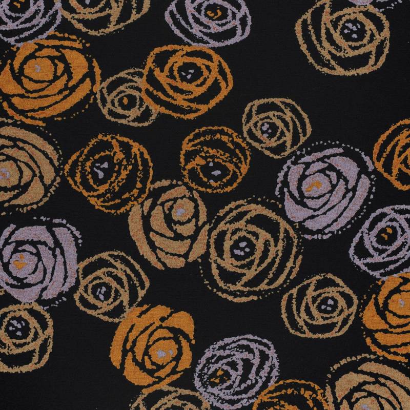 Romanit Jersey Abstract Roses, schwarz von Stoffe Hemmers