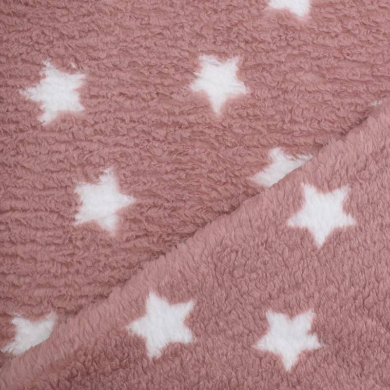 Sherpa Fleece Stars, altrosa von Stoffe Hemmers