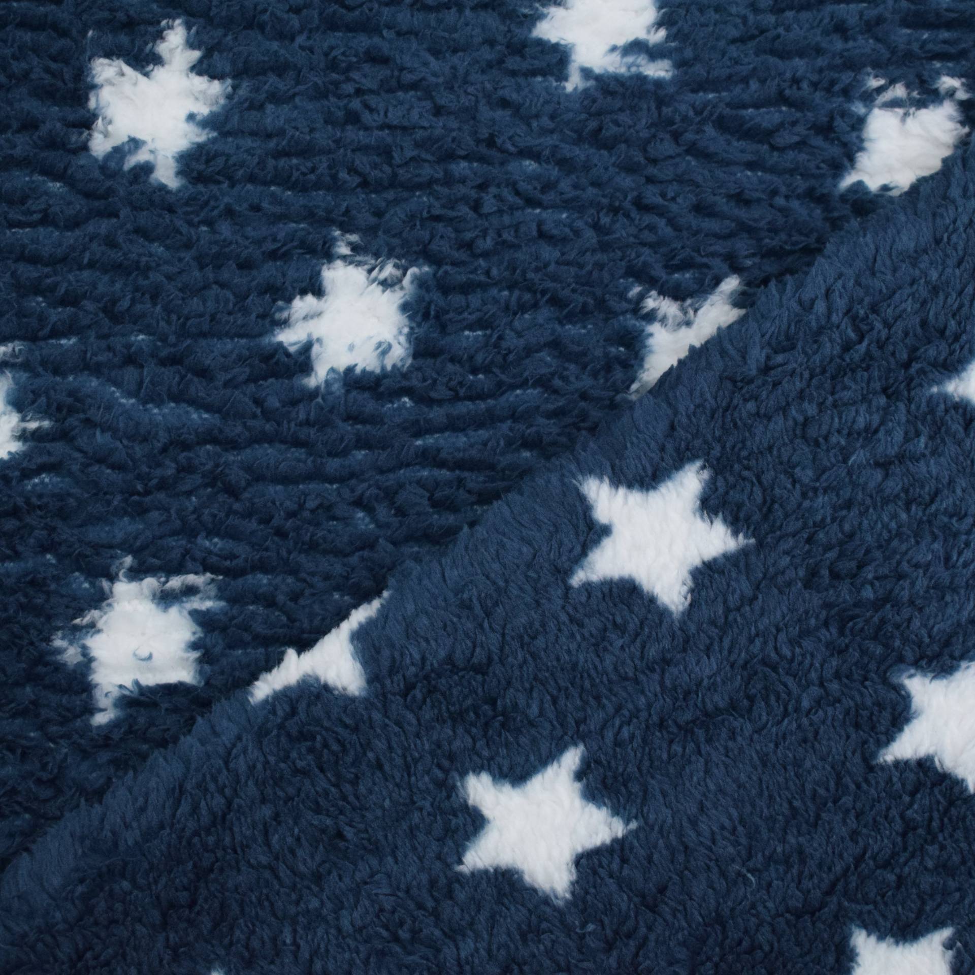 Sherpa Fleece Stars, dunkelblau von Stoffe Hemmers