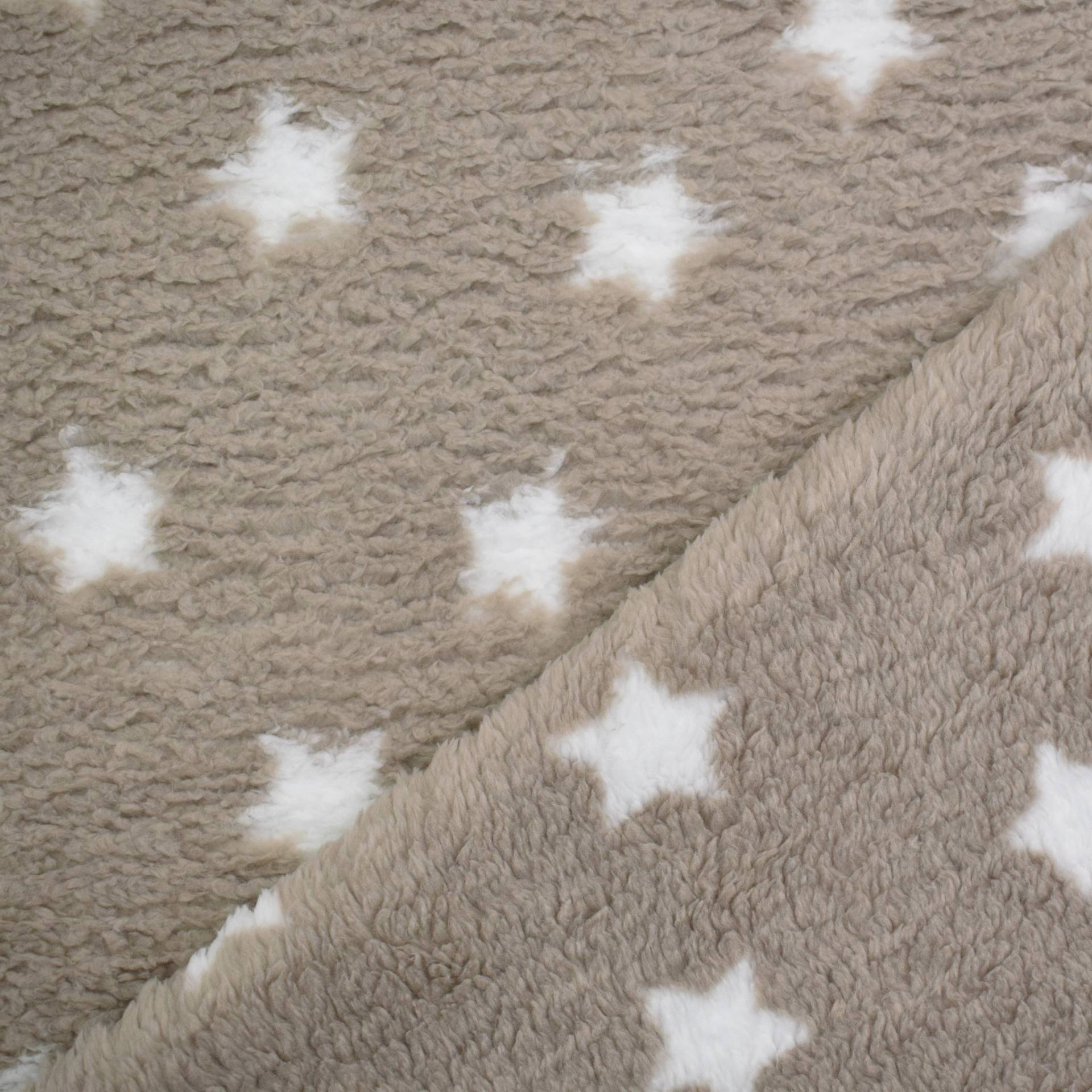 Sherpa Fleece Stars, hellbraun von Stoffe Hemmers