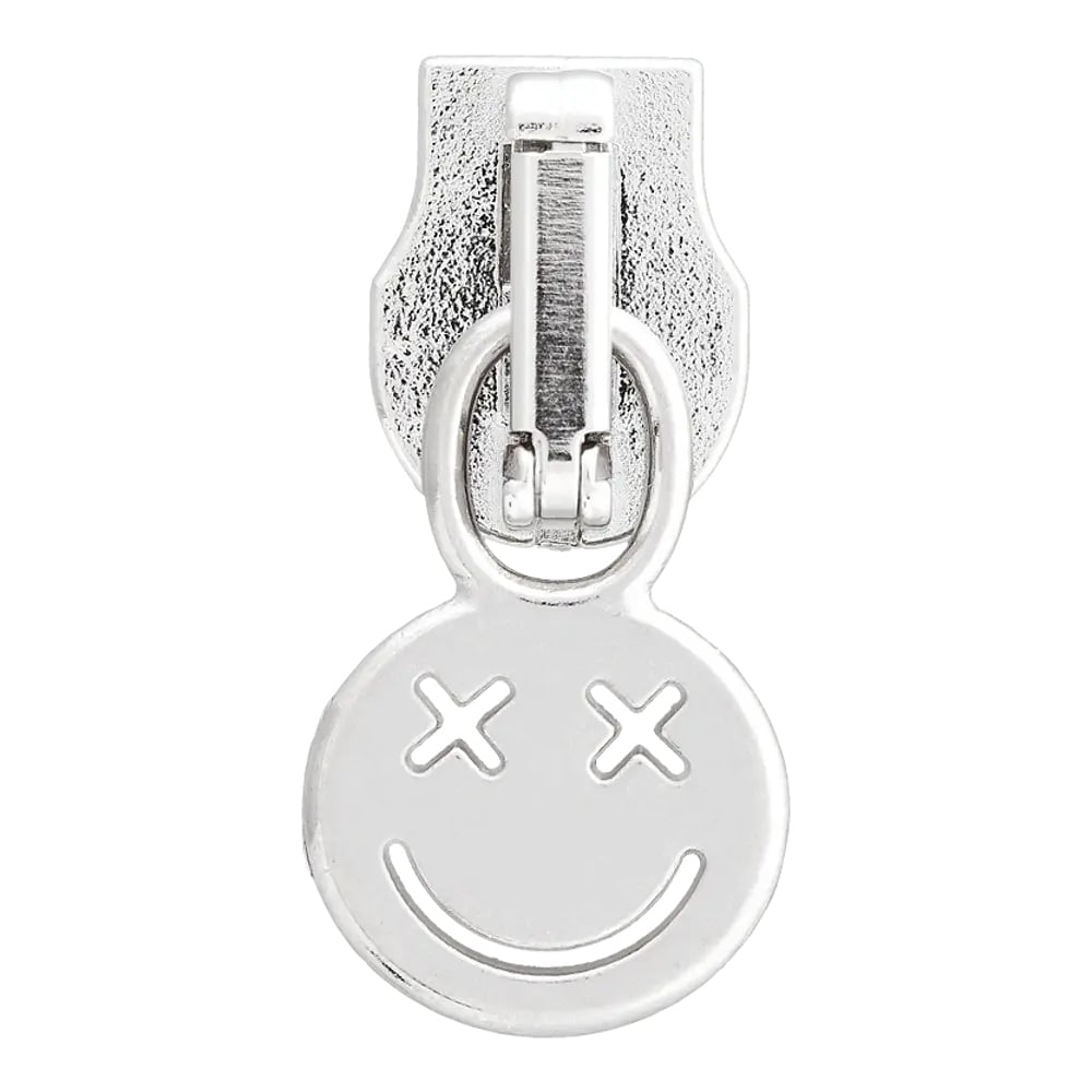 Spiralreißverschluss Schieber 4mm Smiley, silber von Stoffe Hemmers