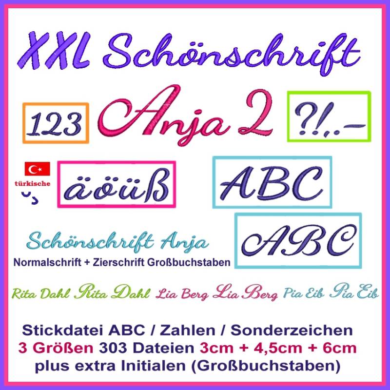 Stickdatei Rock Queen ABC Anja 2 XXL Schönschrift von Stoffe Hemmers