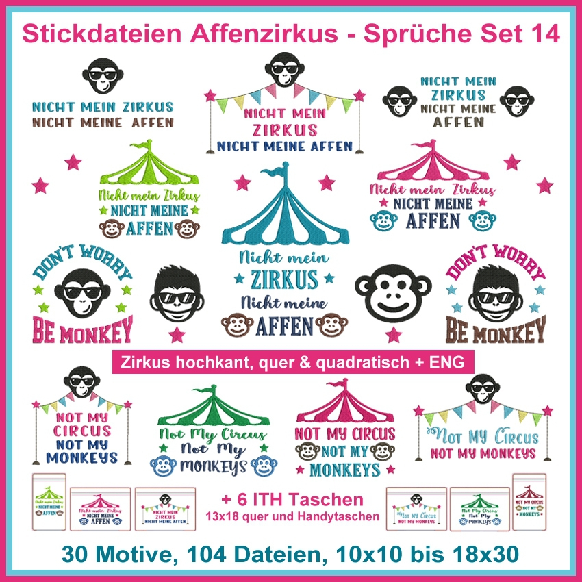 Stickdatei Rock Queen Affenzirkus-Sprüche 14 von Stoffe Hemmers