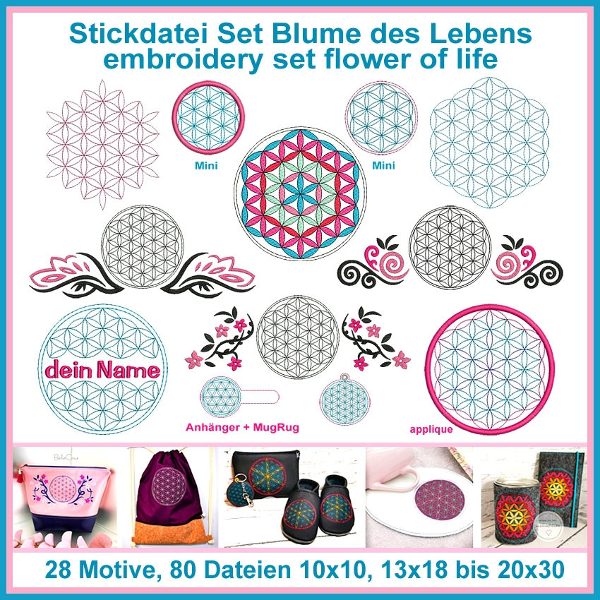 Stickdatei Rock Queen Blume des Lebens von Stoffe Hemmers