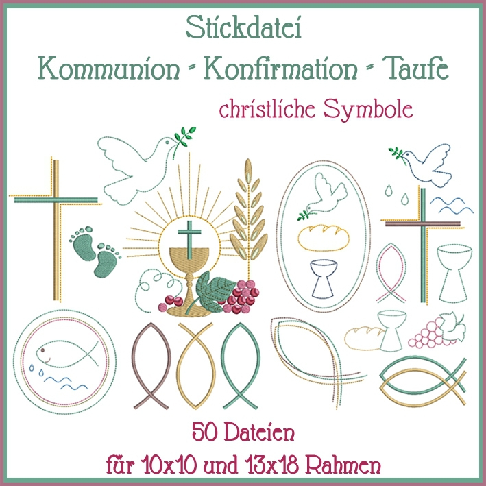 Stickdatei Rock Queen Christliche Symbole von Stoffe Hemmers