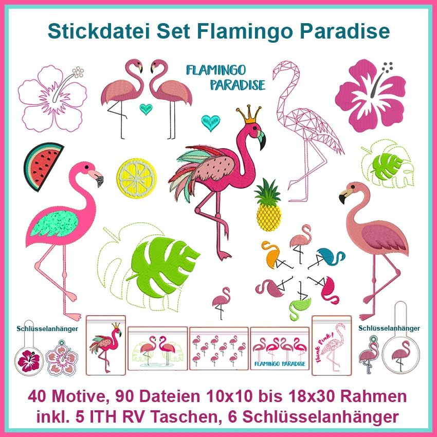 Stickdatei Rock Queen Flamingo Paradise von Stoffe Hemmers