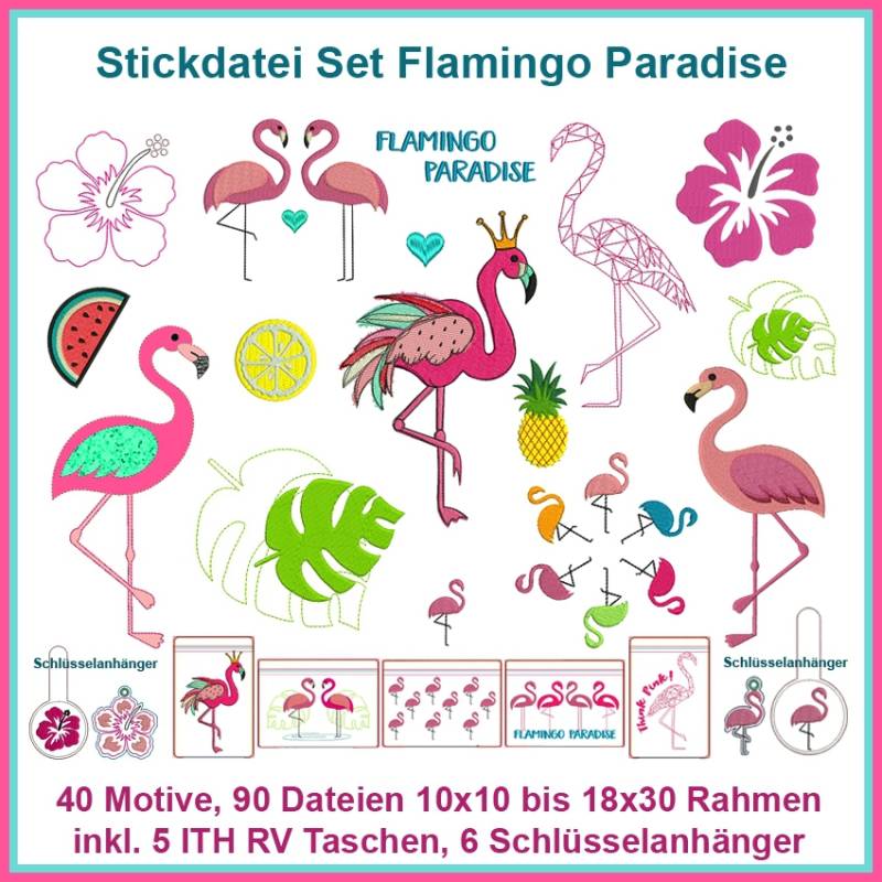 Stickdatei Rock Queen Flamingo Paradise von Stoffe Hemmers