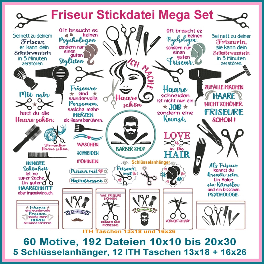 Stickdatei Rock Queen Friseur Set von Stoffe Hemmers