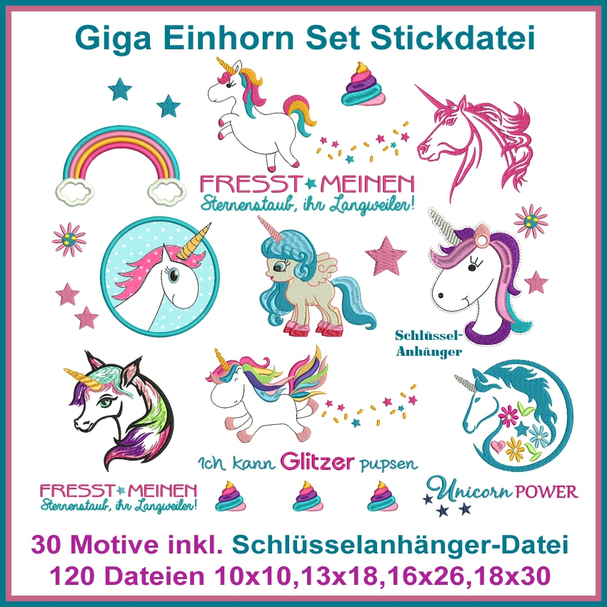 Stickdatei Rock Queen Giga Einhorn-Set von Stoffe Hemmers