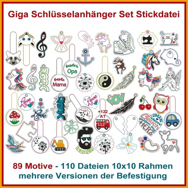 Stickdatei Rock Queen Giga Schlüsselanhänger Set 1 von Stoffe Hemmers