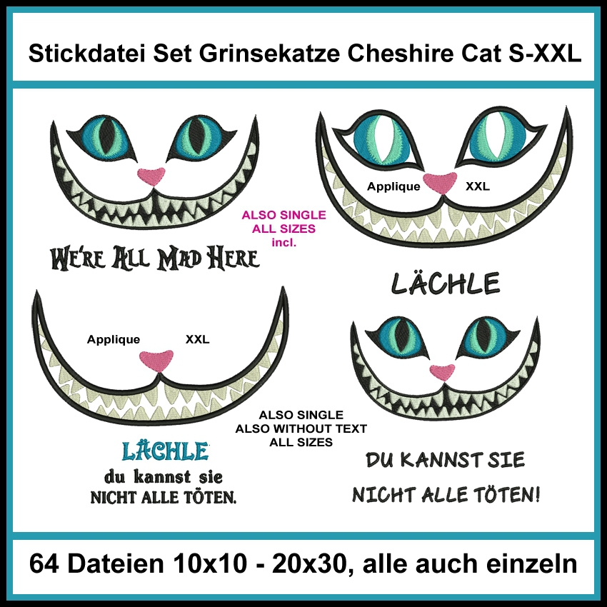 Stickdatei Rock Queen Grinsekatze von Stoffe Hemmers