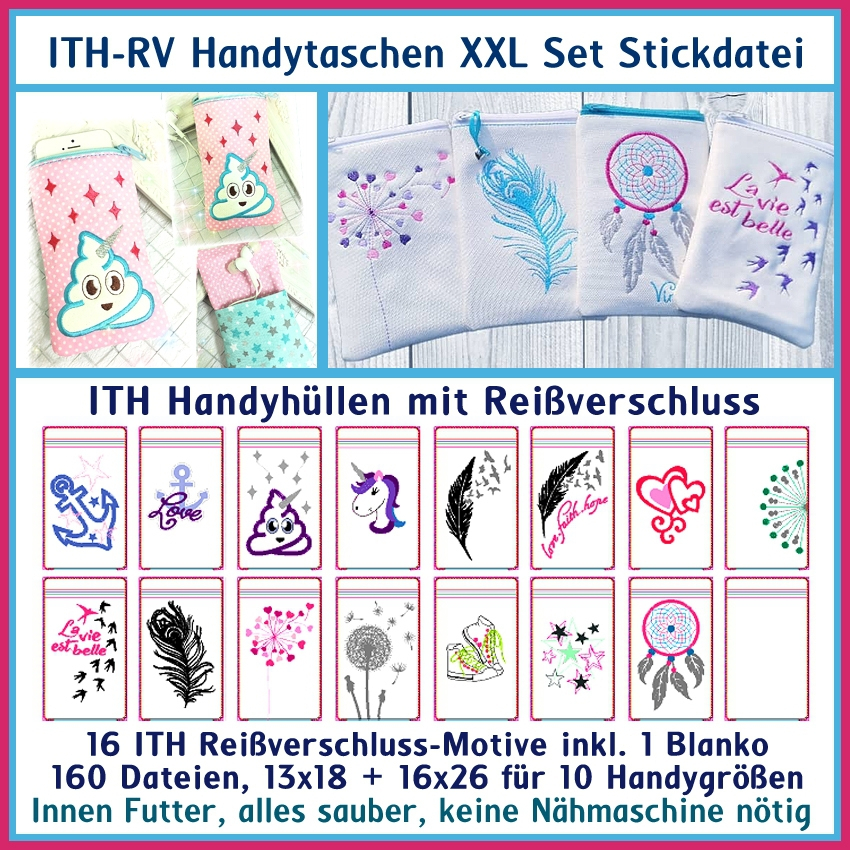 Stickdatei Rock Queen Handytaschen Set von Stoffe Hemmers