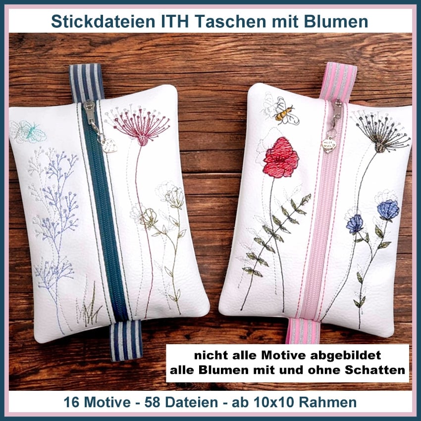 Stickdatei Rock Queen ITH Taschen mit Blumen von Stoffe Hemmers