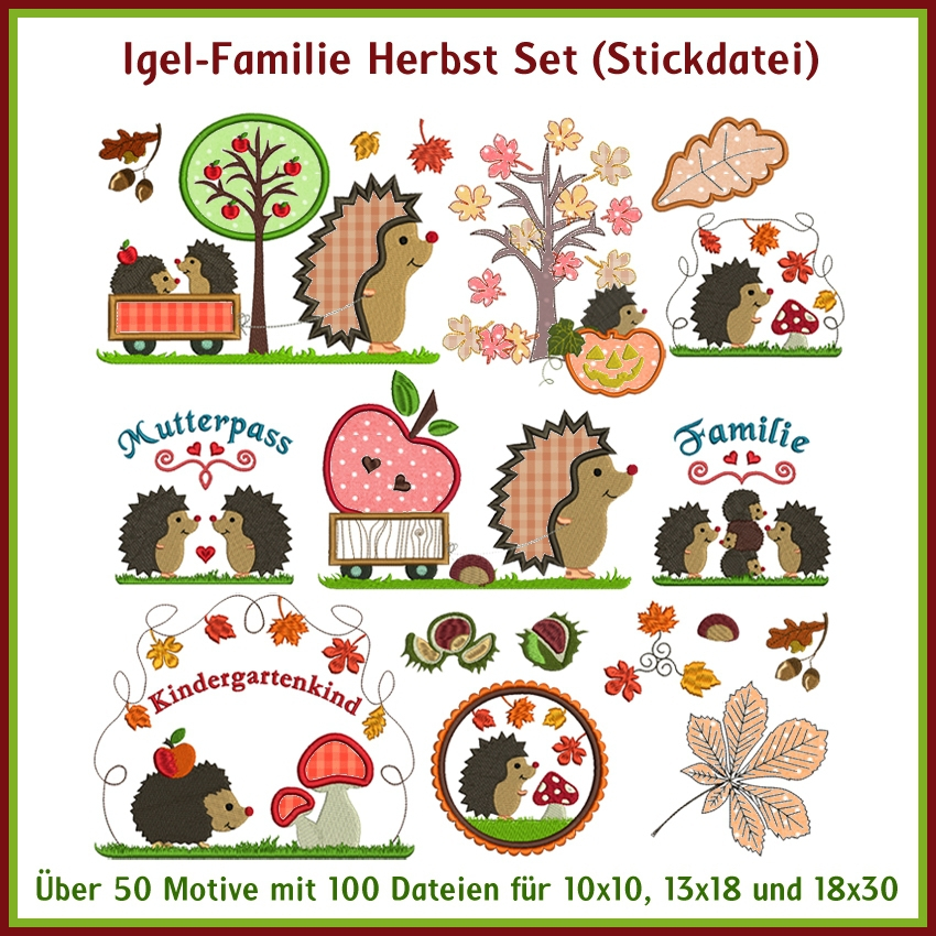 Stickdatei Rock Queen Igel-Familie von Stoffe Hemmers