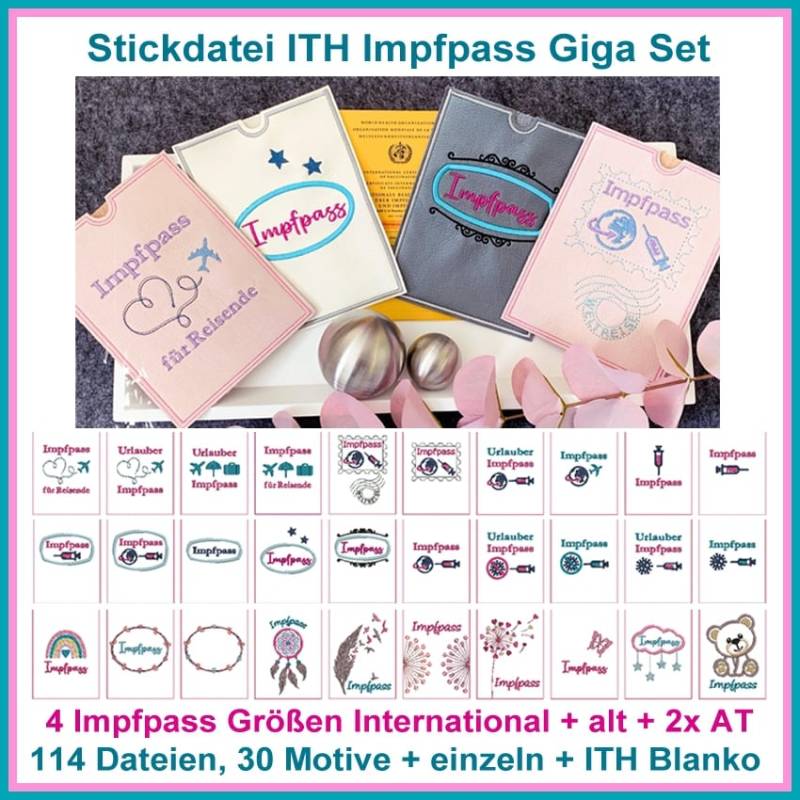 Stickdatei Rock Queen Impfpass Giga Set XXL von Stoffe Hemmers