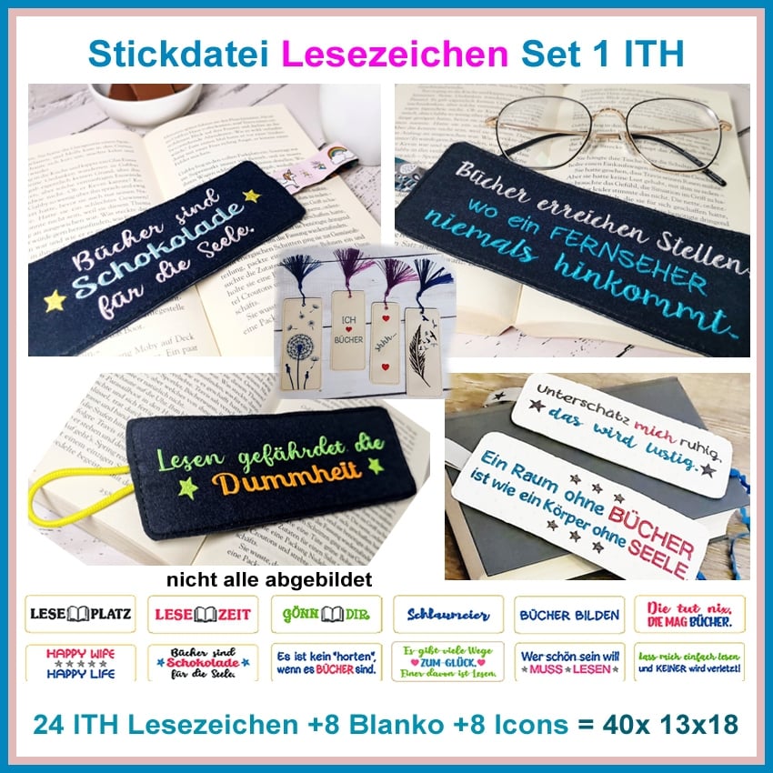 Stickdatei Rock Queen Lesezeichen Set 1 von Stoffe Hemmers