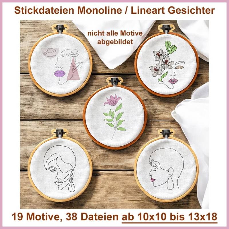 Stickdatei Rock Queen Monoline Gesichter Set klein von Stoffe Hemmers