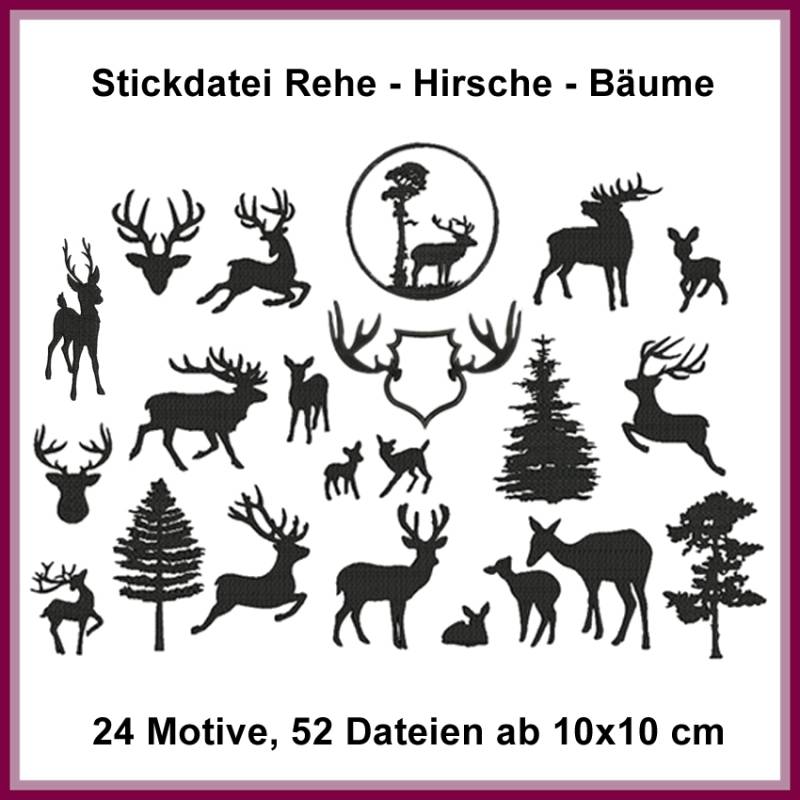 Stickdatei Rock Queen Rehe - Hirsche - Bäume von Stoffe Hemmers