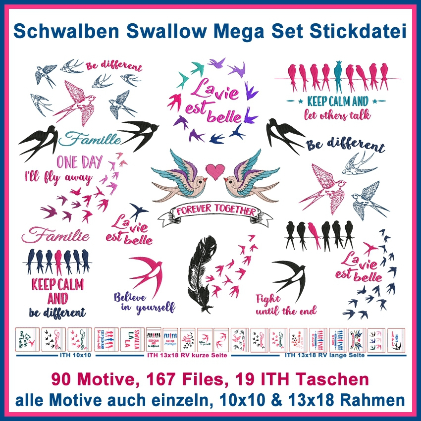 Stickdatei Rock Queen Schwalben von Stoffe Hemmers