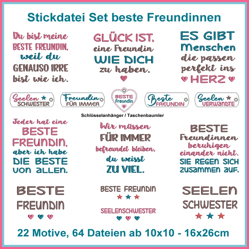 Stickdatei Rock Queen Set Beste Freundinnen von Stoffe Hemmers