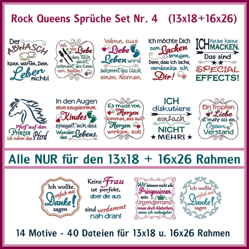 Stickdatei Rock Queen Sprüche 04 von Stoffe Hemmers