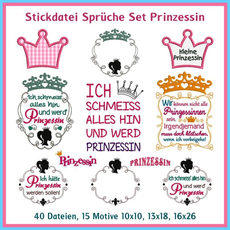 Stickdatei Rock Queen Sprüche Prinzessin von Stoffe Hemmers