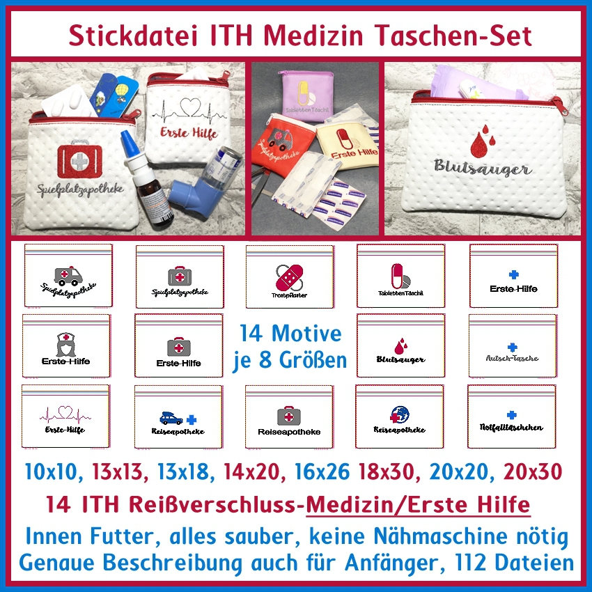 Stickdatei Rock Queen Taschen Medizin von Stoffe Hemmers