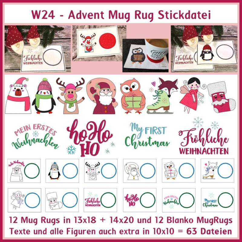 Stickdatei Rock Queen W24 Advent Mug Rug von Stoffe Hemmers