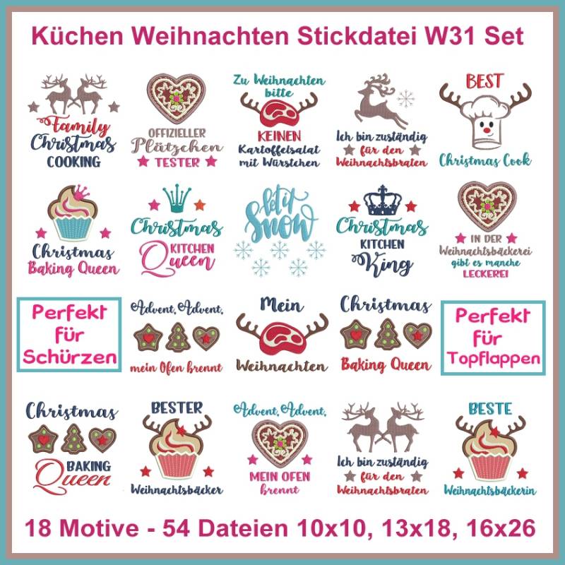 Stickdatei Rock Queen Weihnachtsküche von Stoffe Hemmers