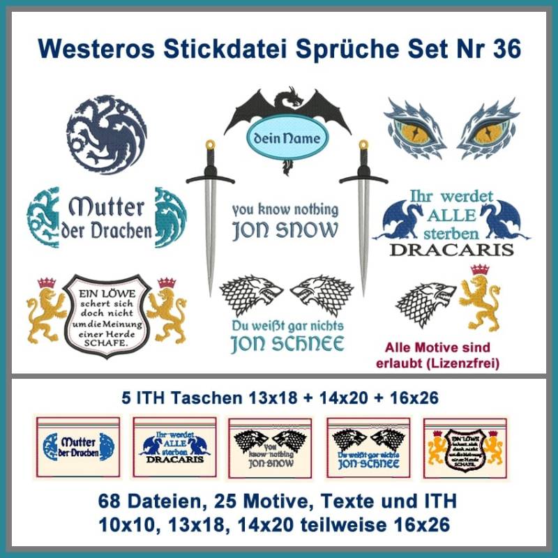 Stickdatei Rock Queen Westeros 36 von Stoffe Hemmers