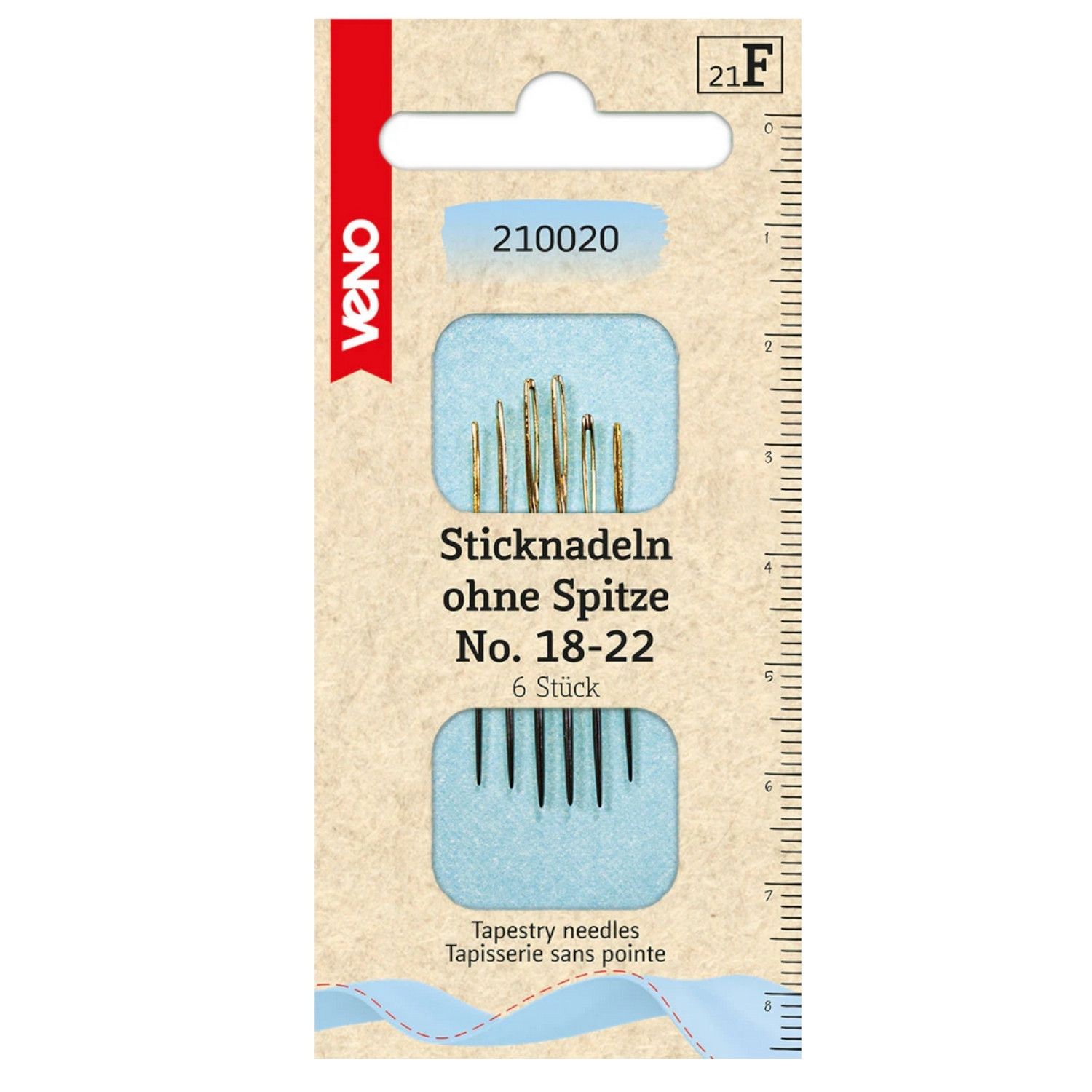 Sticknadeln ohne Spitze, No. 18-22, 6 Stk. Sticknadeln ohne Spitze, No. 18-22, 6 Stk. von Stoffe Hemmers