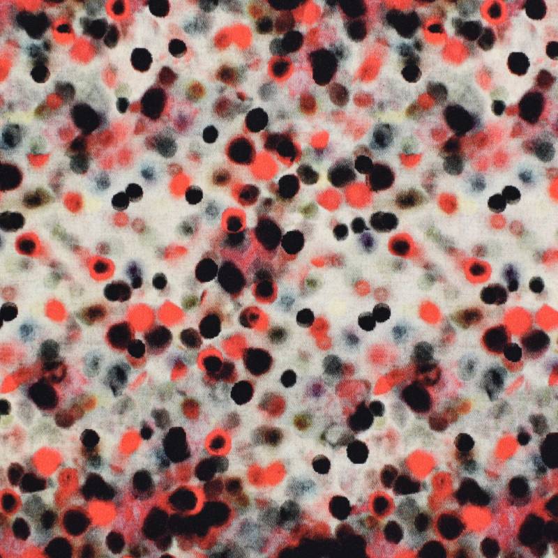 Stretch Twill Blurry Dots, rot von Stoffe Hemmers