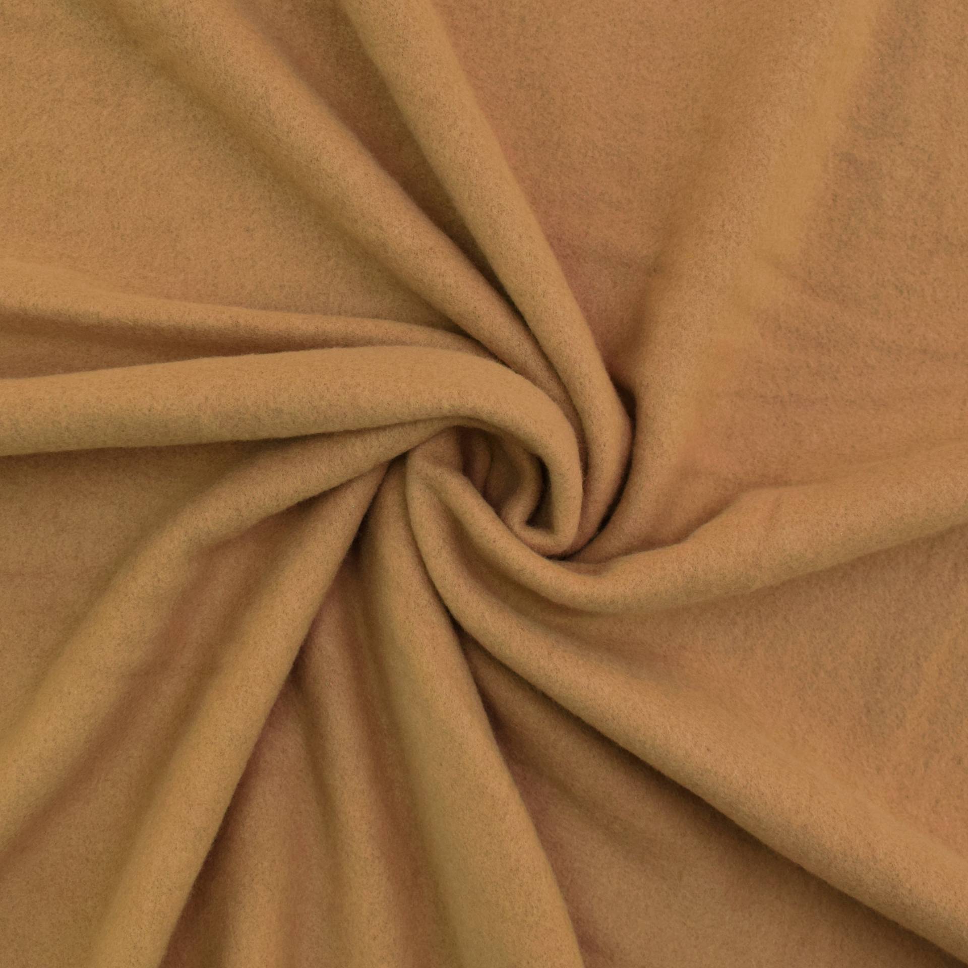 Viskose Edelfleece uni, camel von Stoffe Hemmers