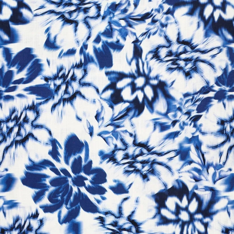 Viskose Leinen Blurred Flowers, blau Viskose Leinen Blurred Flowers, blau von Stoffe Hemmers