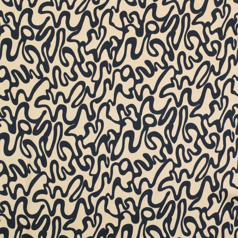 Viskose Satin Abstract, beige von Stoffe Hemmers