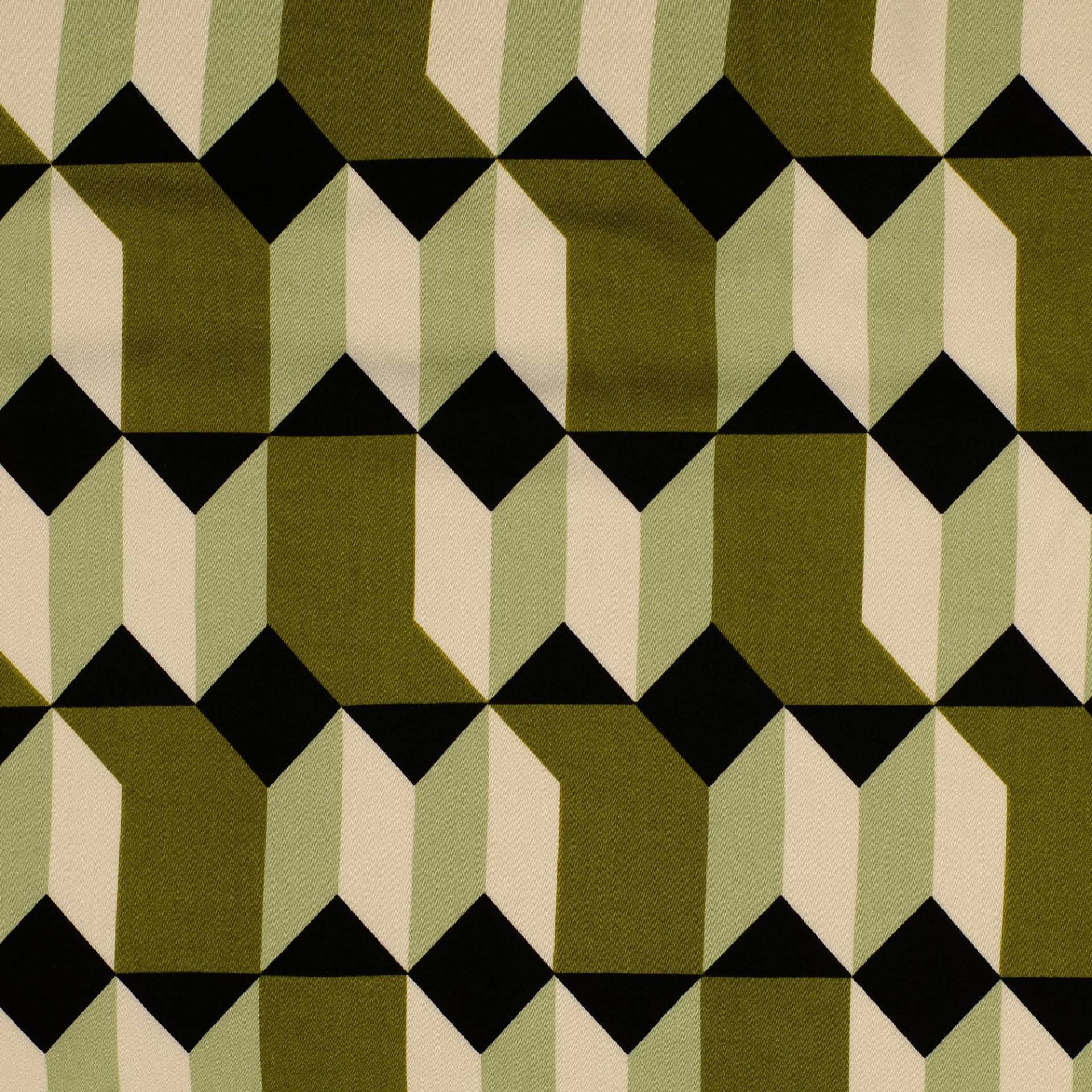 Viskose Satin Retro Geometric, grün von Stoffe Hemmers