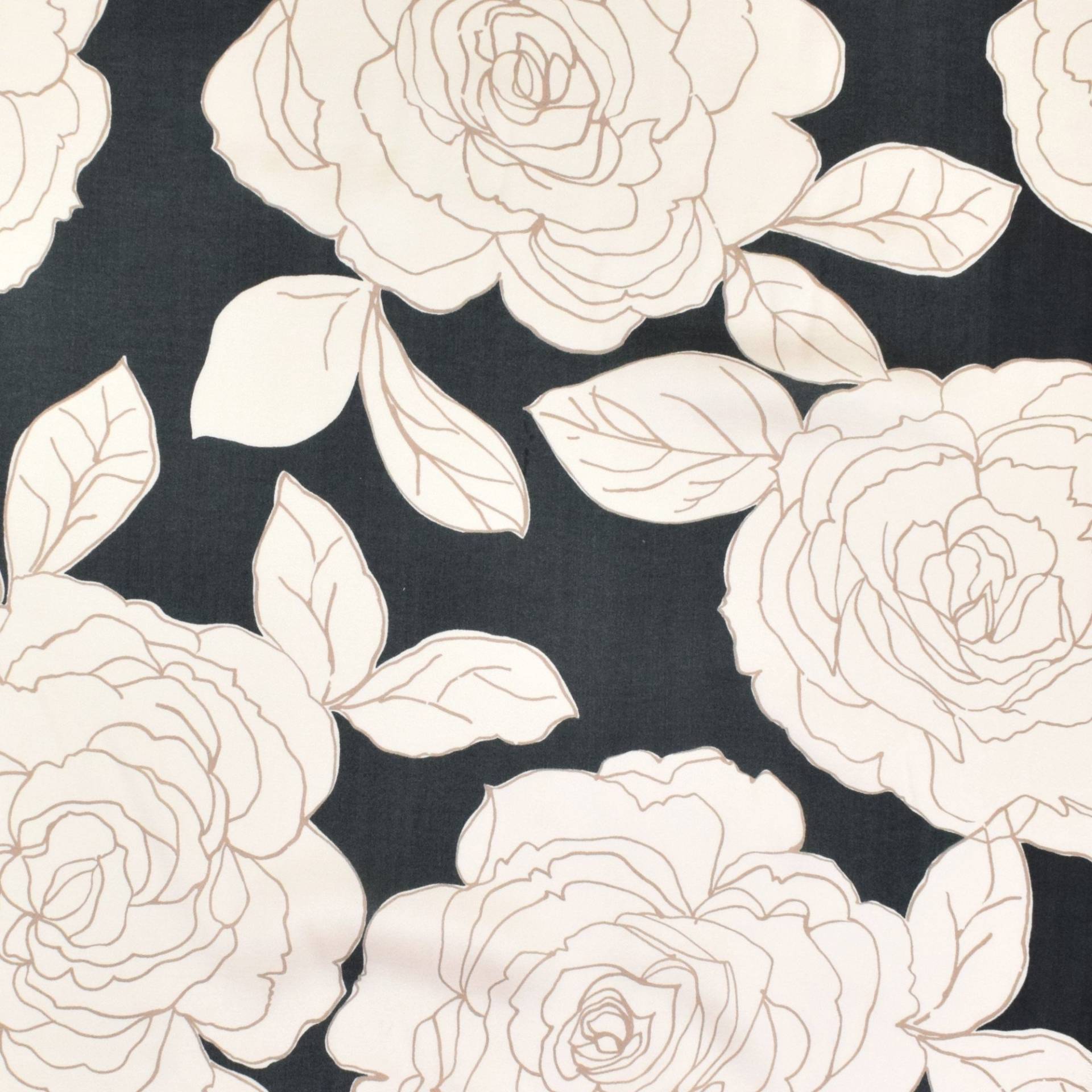 Viskose Satin Roses, schwarz von Stoffe Hemmers