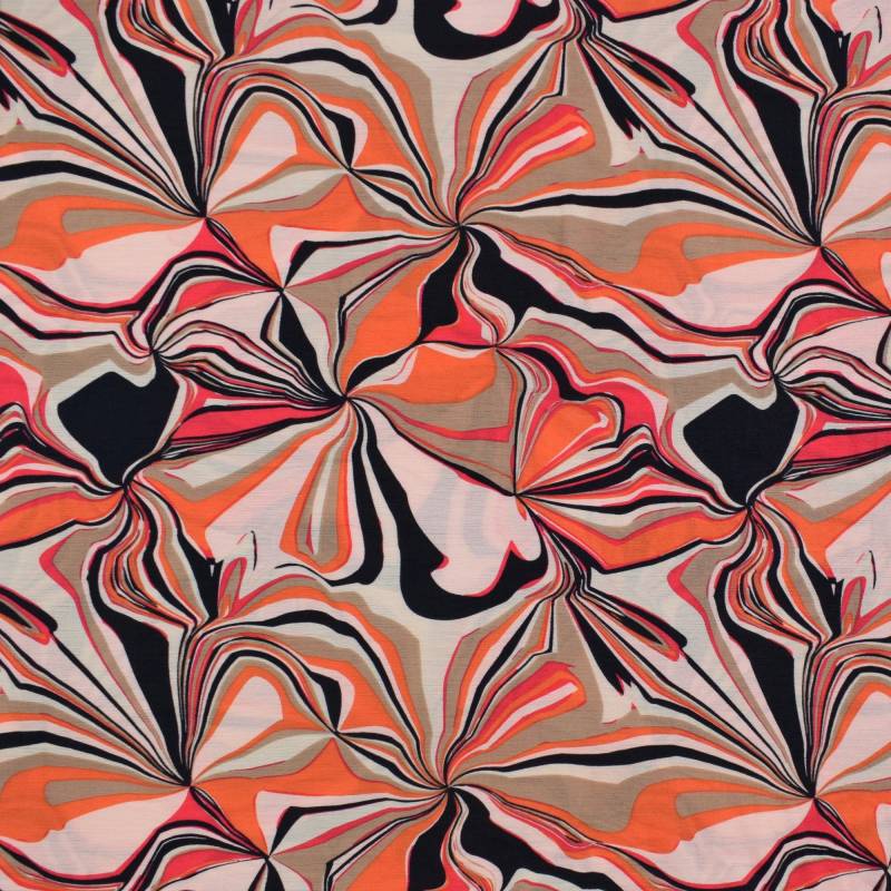 Viskose Twill Oil Flowers, orange von Stoffe Hemmers