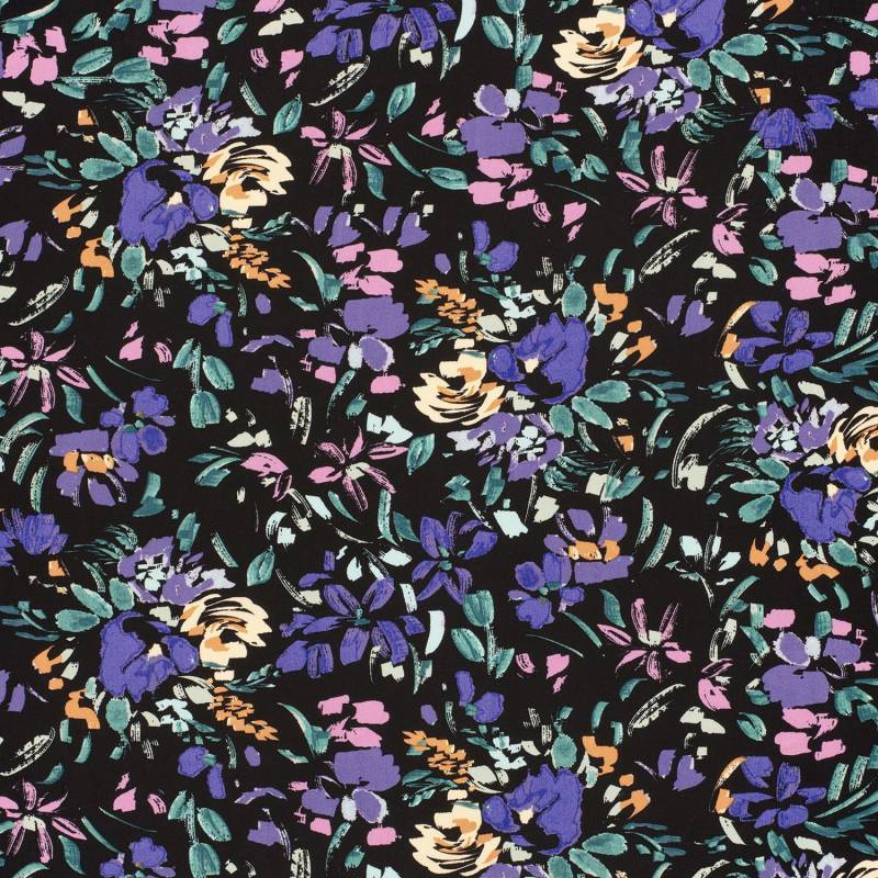 Viskose Voile Flower Explosion, schwarz von Stoffe Hemmers