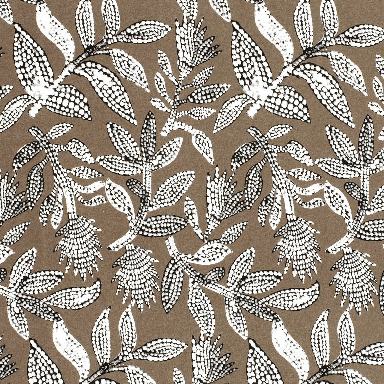 Viskosejersey Dotted Leaves, taupe von Stoffe Hemmers