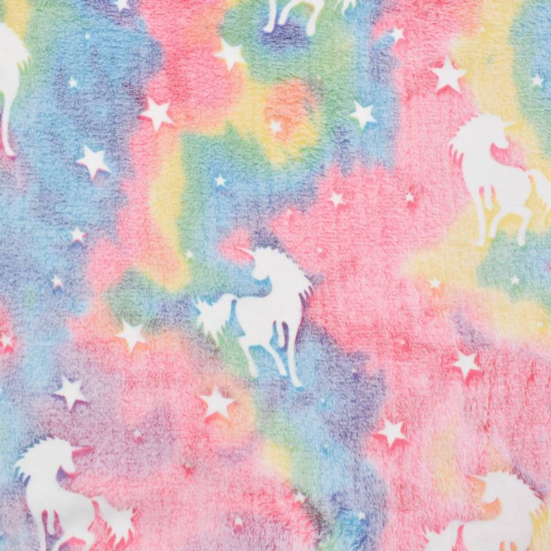 Wellnessfleece Glow in the Dark Unicorn, multicolor von Stoffe Hemmers