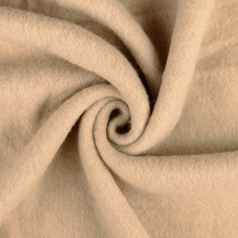 Wollfleece uni, beige von Stoffe Hemmers