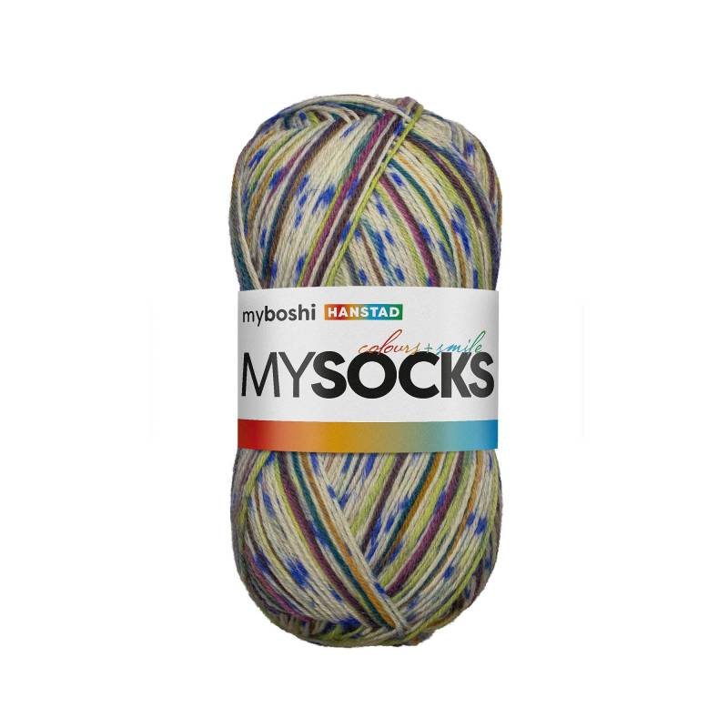 myboshi mysocks 4-fädige Sockenwolle Hanstad 100g, weiss-multicolor von Stoffe Hemmers