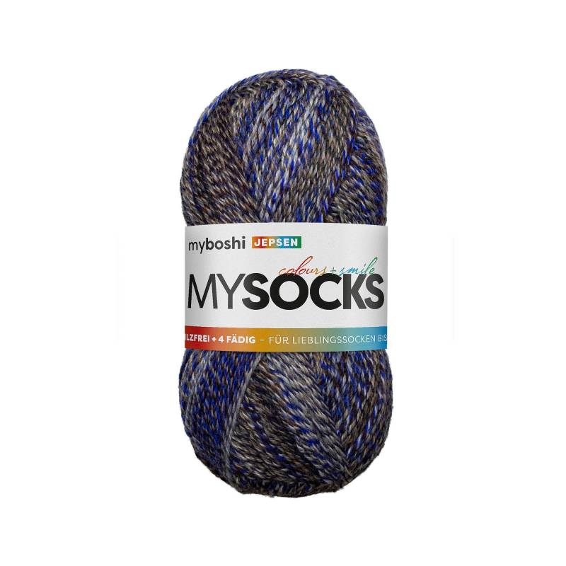 myboshi mysocks 4-fädige Sockenwolle Jepsen 100g, grau-marine von Stoffe Hemmers