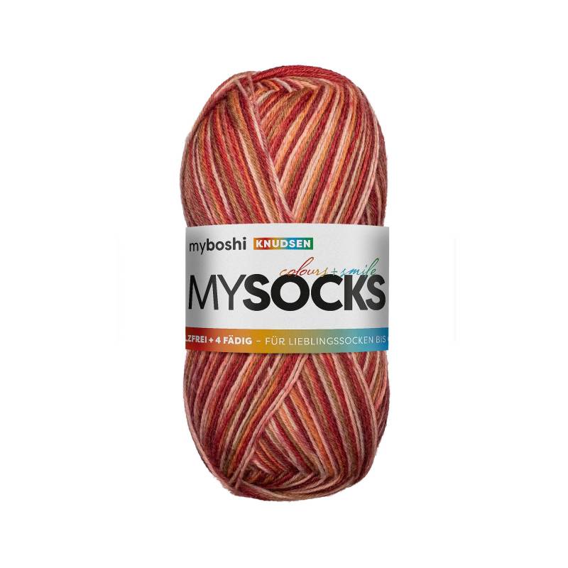 myboshi mysocks 4-fädige Sockenwolle Knudsen 100g, rot-rosa von Stoffe Hemmers