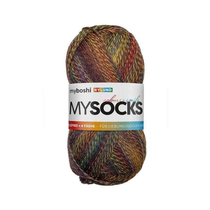 myboshi mysocks 4-fädige Sockenwolle Nylund 100g, rot-grün von Stoffe Hemmers