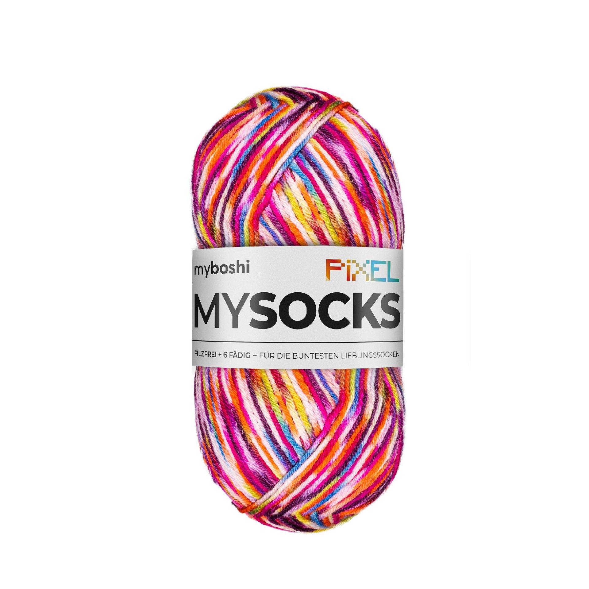 myboshi mysocks Pixel 6-fädige Sockenwolle Nova 150g, violett-orange von Stoffe Hemmers
